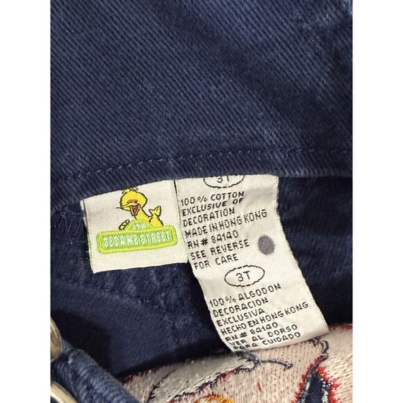 VTG Elmo Waving Seseme Street NAVY BLUE Denim Bib Overalls Kids Toddler 3T - Picture 3 of 3